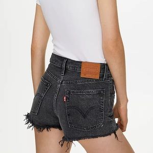 Distressed High Rise Levi Shorts